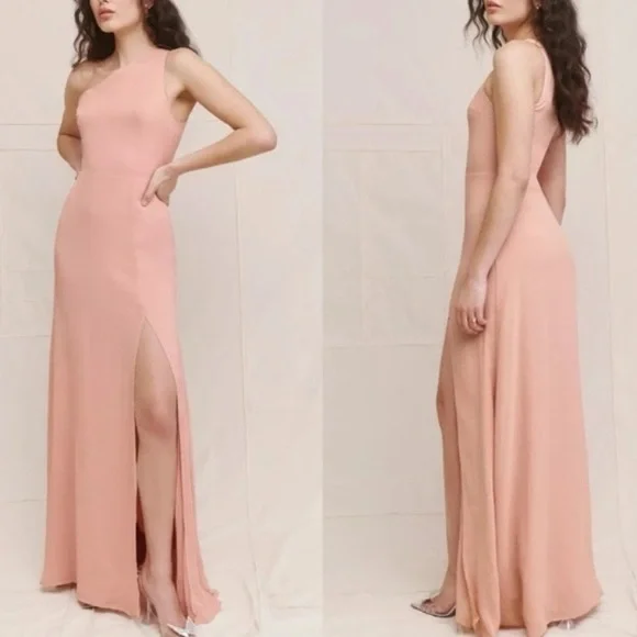 NWT REFORMATION Evelyn One Shoulder Dress Blush Pink 8 - Picture 3 of 8